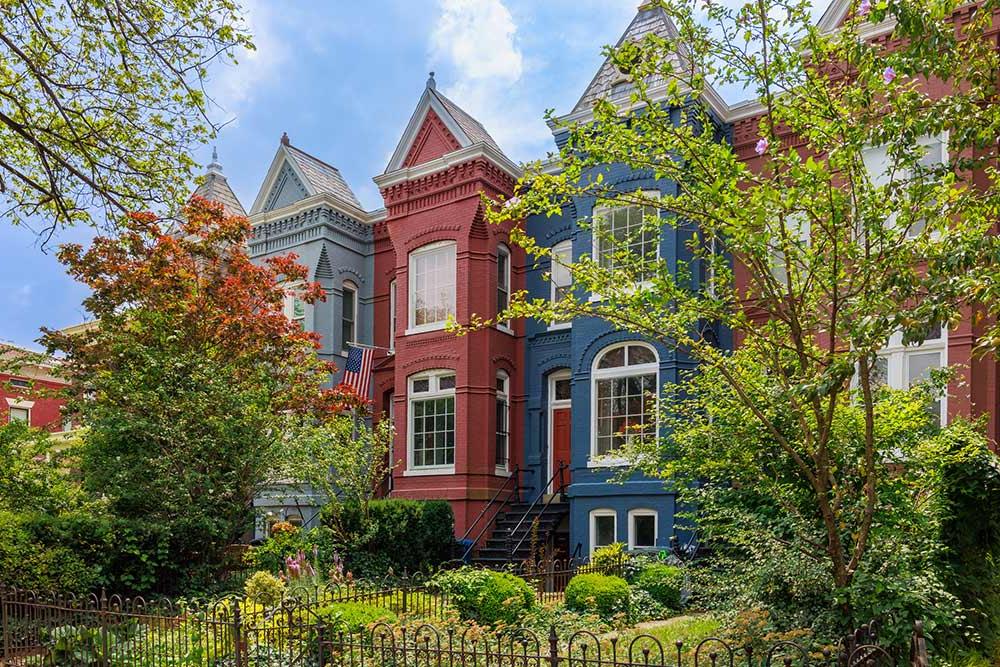 Rowhouses in Capitol Hill neighborhood of Washington, DC